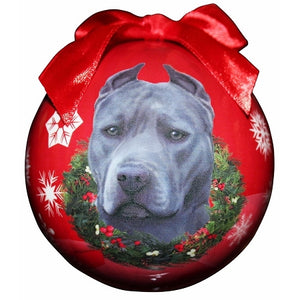 Pit Bull Grey Christmas Ball Ornament