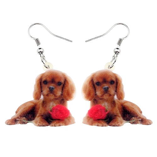 Acrylic Cavalier King Charles Spaniel Dog Earrings