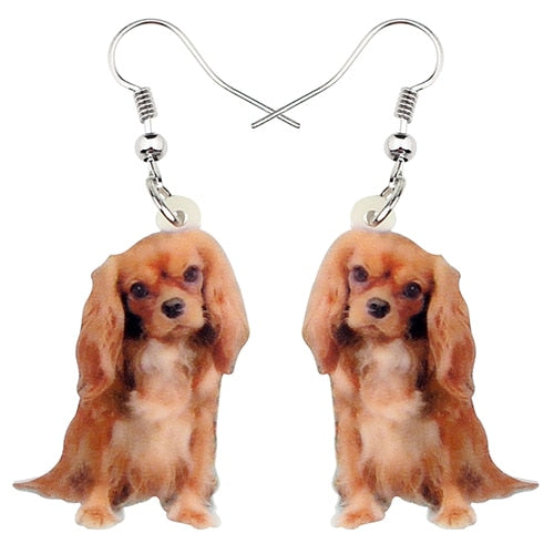 Acrylic Cute Cavalier King Charles Spaniel Dog Earrings