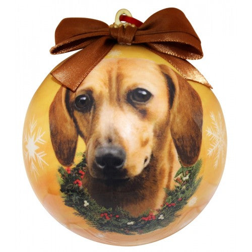 Brown dachshund ball Christmas ornament