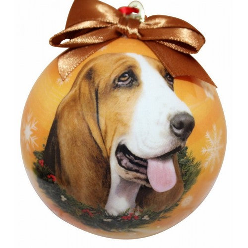 Basset hound ball Christmas ornaments