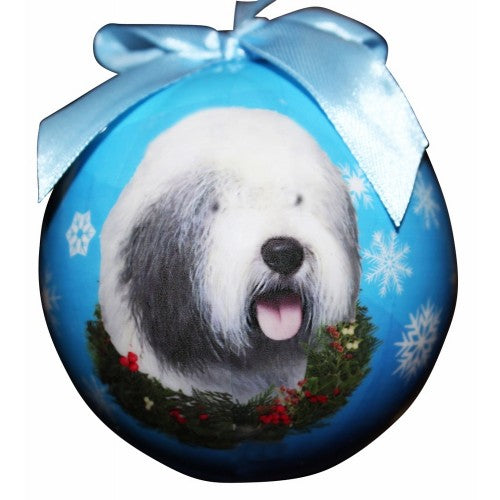Old English Sheepdog ball Christmas ornaments
