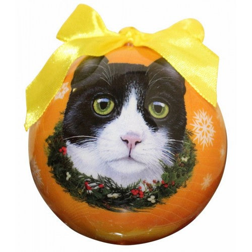 Black & White  Cat Christmas ball ornament