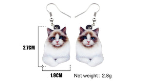 Acrylic Ragdoll  Cat Earrings