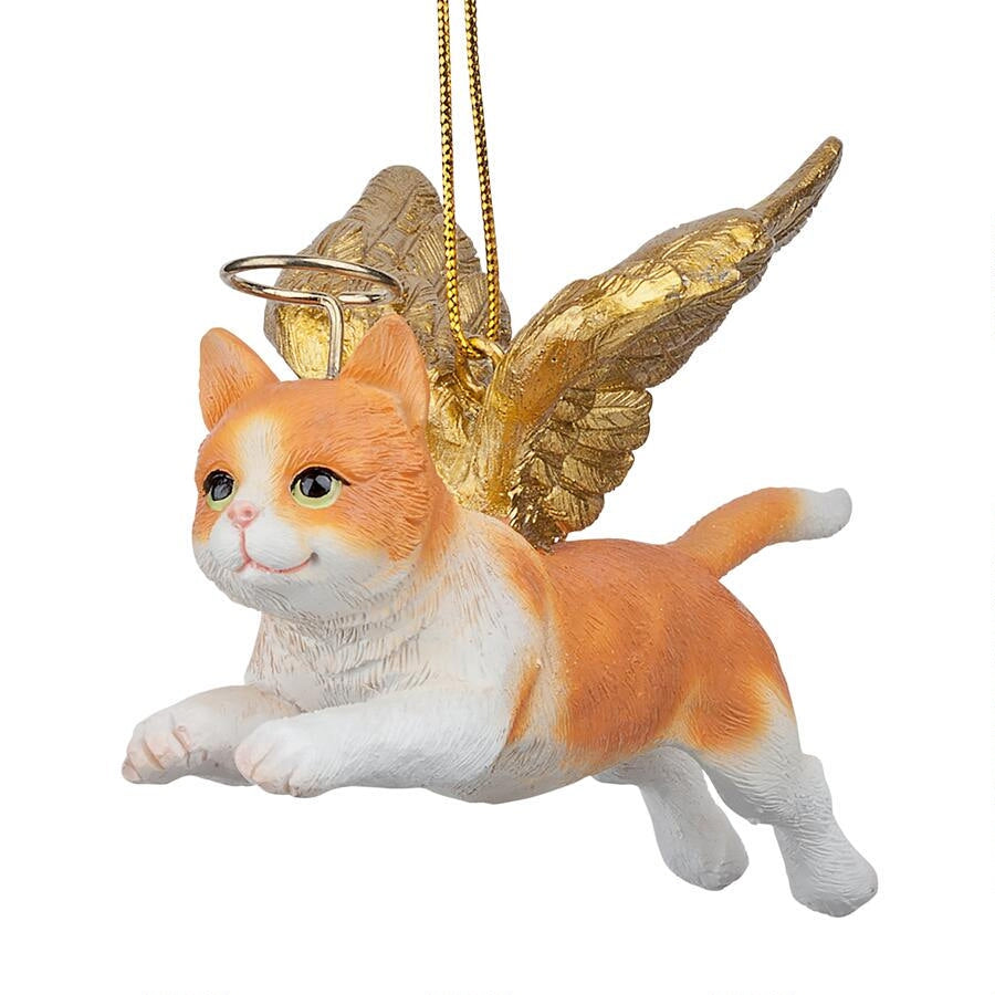 Orange & White Tabby Cat Holiday Angel Ornament