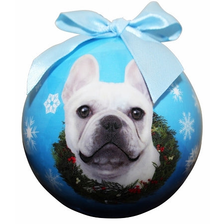 French Bulldog white Christmas Ball Ornament