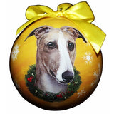 Greyhound fawn & white Christmas Ball ornament