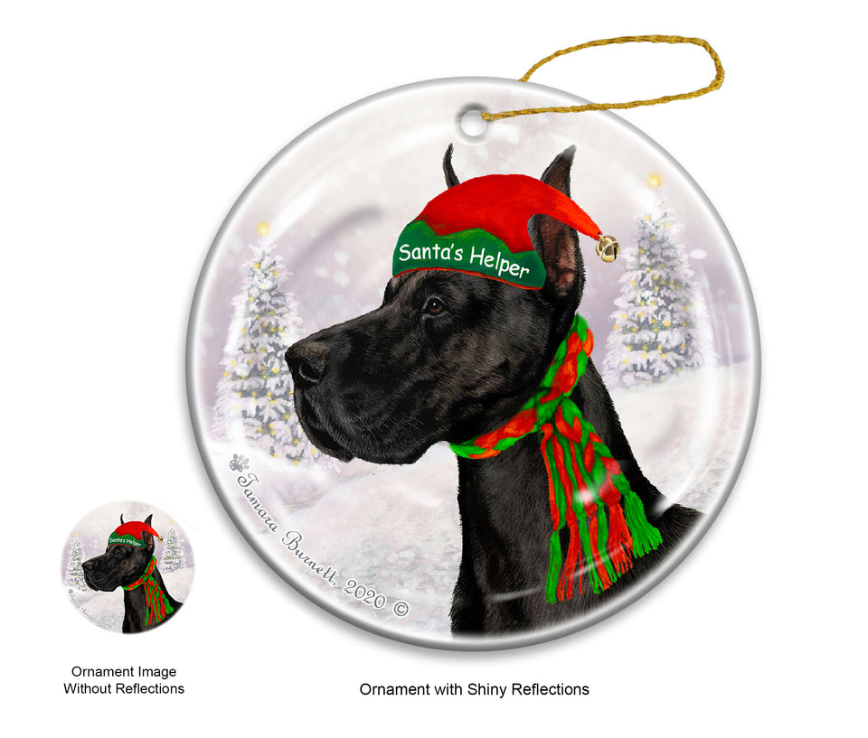 Great Dane Cropped Black Dog Ornament