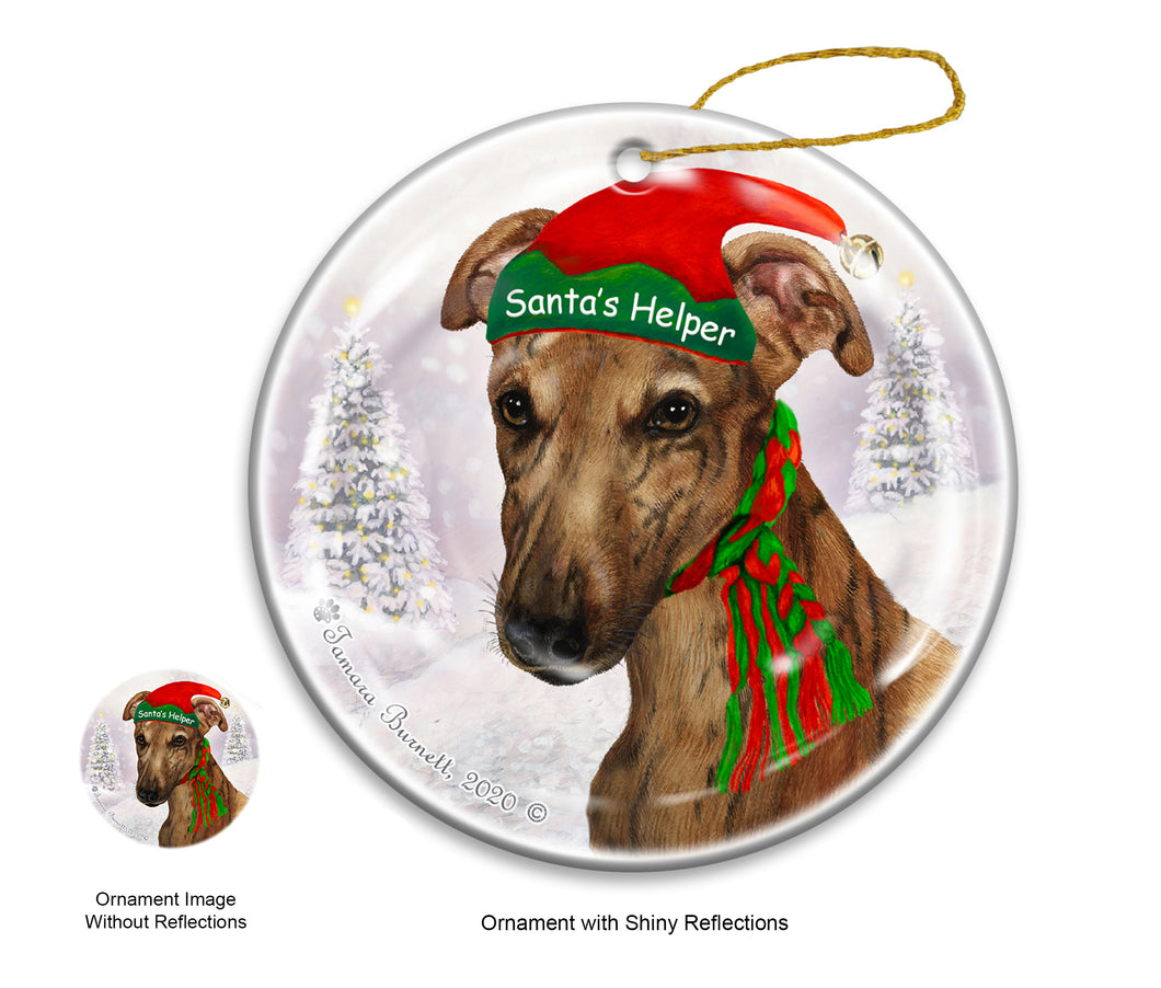 Greyhound Brindle Dog Ornament