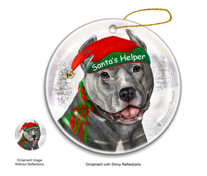 Pit Bull Cropped Blue Dog Ornament