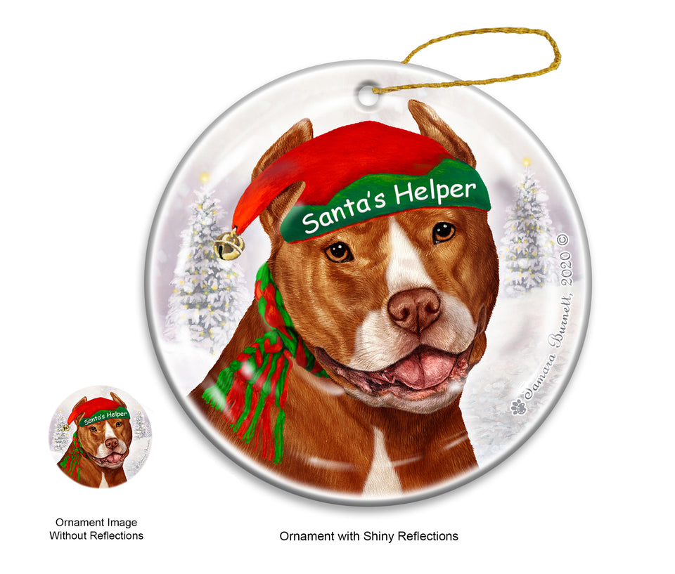 Pit Bull Cropped Orange and white Dog Ornament