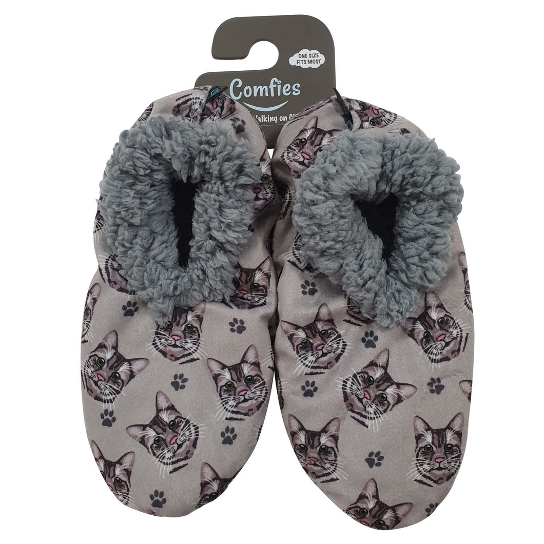 Silver Tabby Cat Slippers