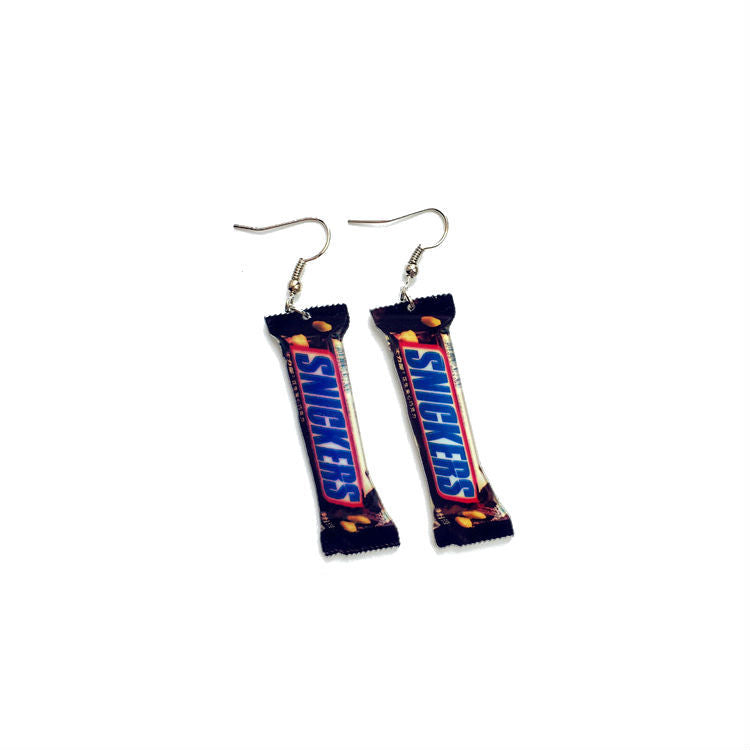 Snickers candy bar earrings